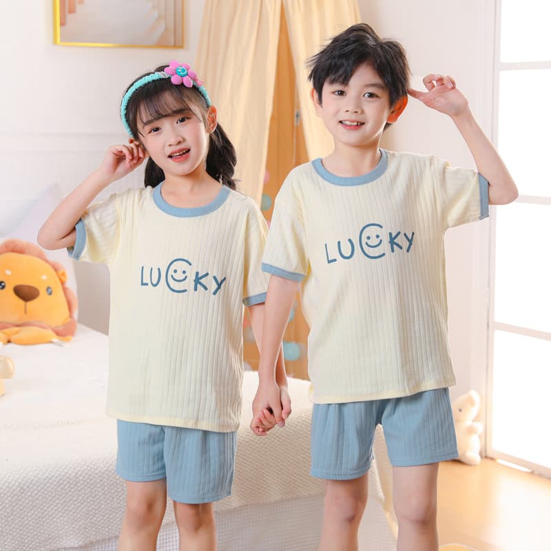 子どもパジャマ 笑顔メッセージ夏のルームウェア