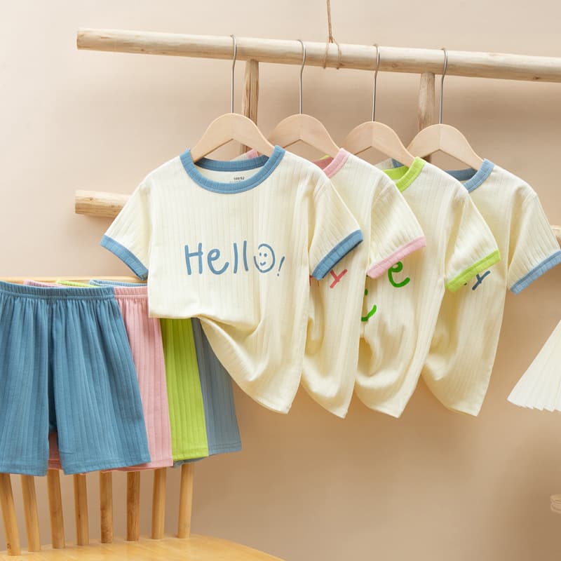 子どもパジャマ 笑顔メッセージ夏のルームウェア