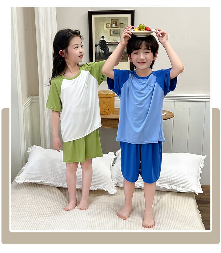 子どもパジャマ ねこモチーフ ラグラン夏パジャマ