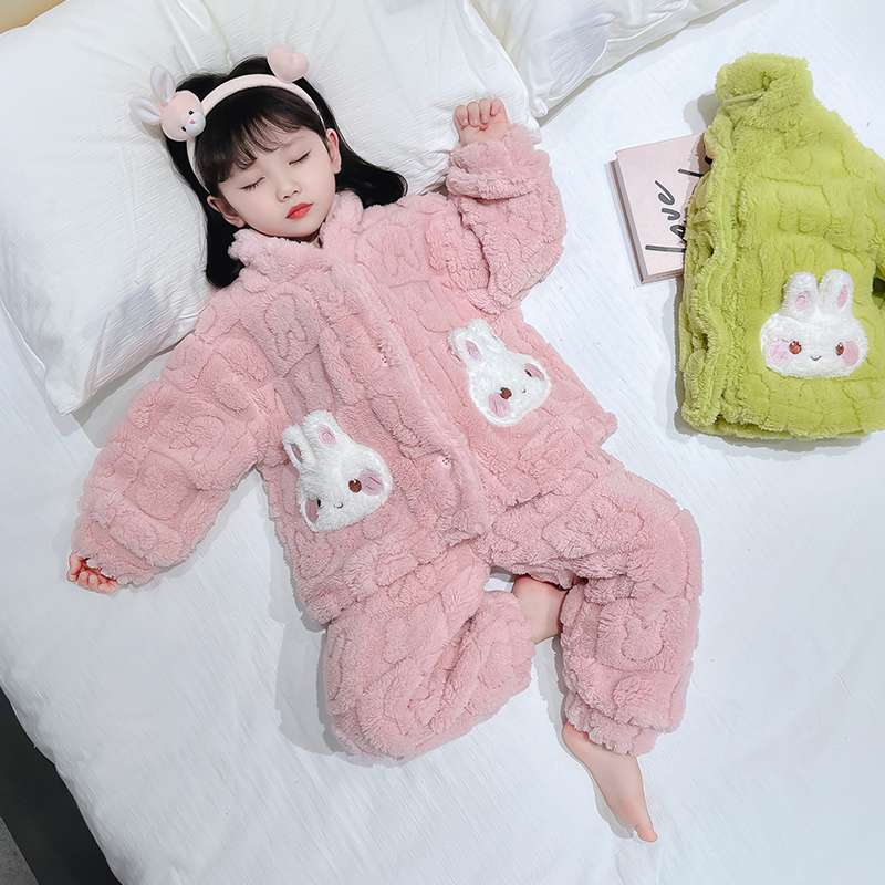 もこもこウサギ 子どもパジャマ 上下セット