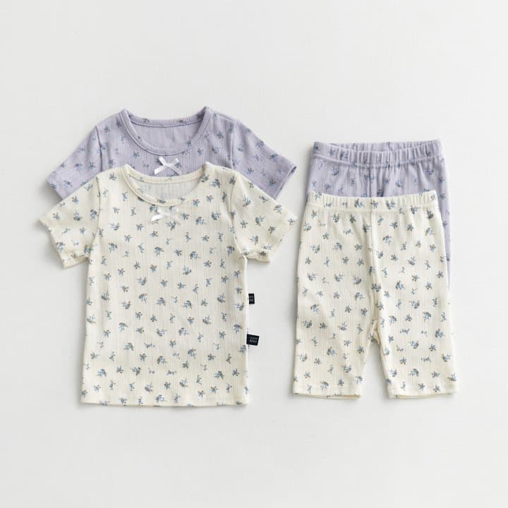 子どもパジャマ ふんわり小花柄半袖パジャマセット