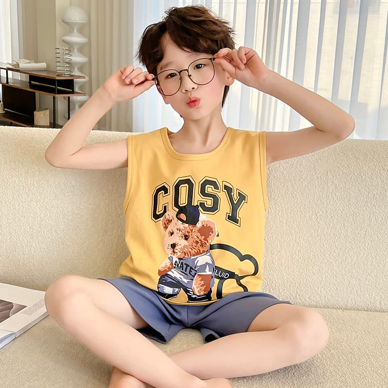 子どもパジャマ 子どもパジャマ くまさんノースリーブパジャマセット
