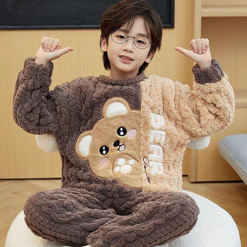 子どもパジャマ もこもこくま柄パジャマ