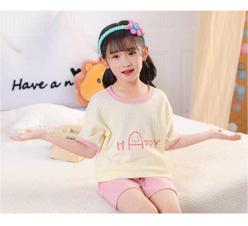 子どもパジャマ 笑顔メッセージ夏のルームウェア