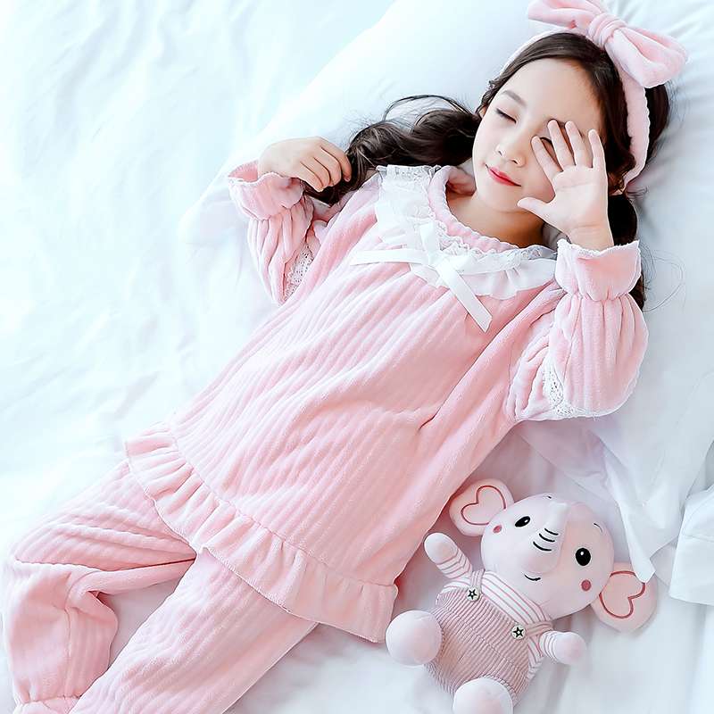 子どもパジャマ ふわもこリボン付きおやすみセット