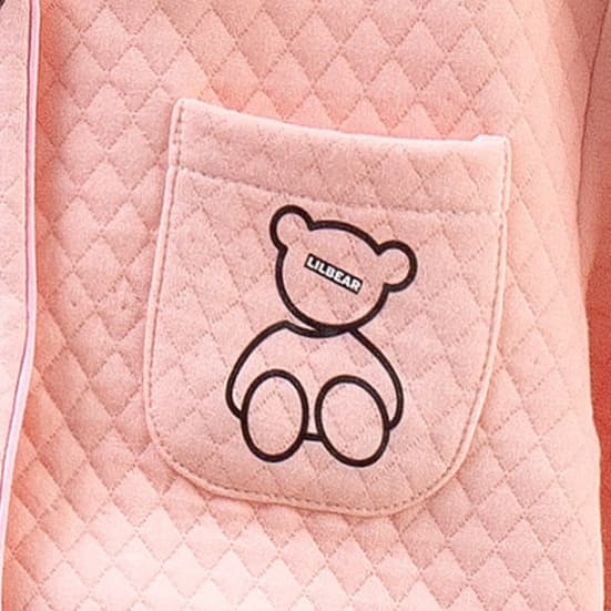 子どもパジャマ クマ刺繍入りキルティングあったかパジャマ