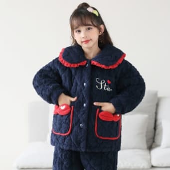 子どもパジャマ ふわもこ キルティング リボンパジャマ
