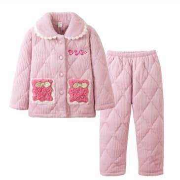 子どもパジャマ もこもこキルト刺繍パジャマ
