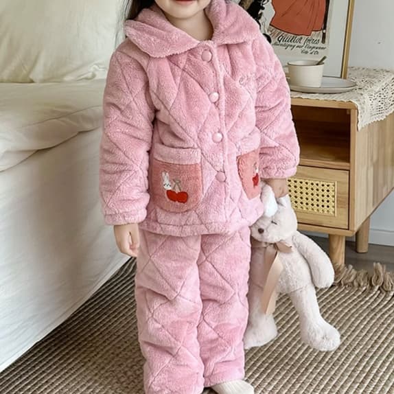 子どもパジャマ もこもこキルト 子供用部屋着