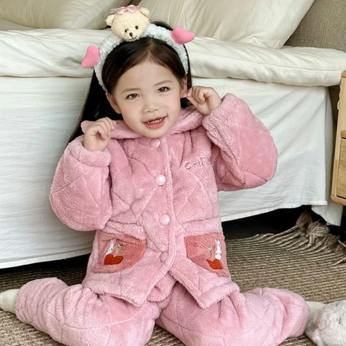 子どもパジャマ もこもこキルト 子供用部屋着
