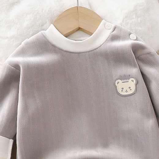 子どもパジャマ もこもこ素材 くまさんワンポイント おやすみウェア