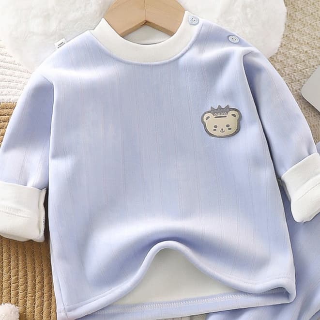 子どもパジャマ もこもこ素材 くまさんワンポイント おやすみウェア