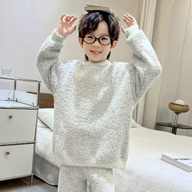 子どもパジャマ もこもこ冬物キッズ おうち着セット