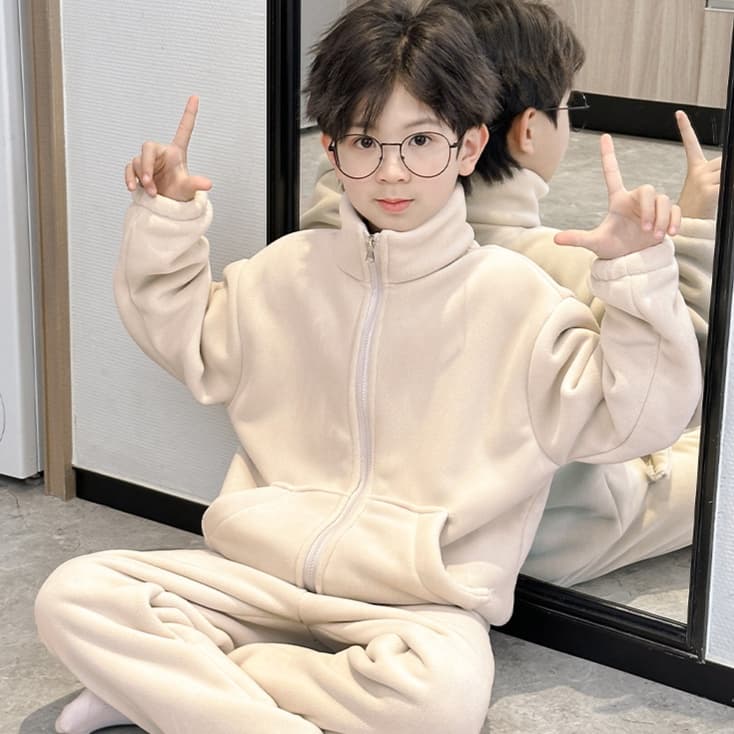 子どもパジャマ もこもこ裏起毛あったかルームウェア