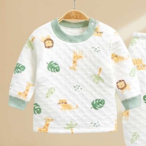 子どもパジャマ ジャングルサファリ キルトパジャマ セットアップ