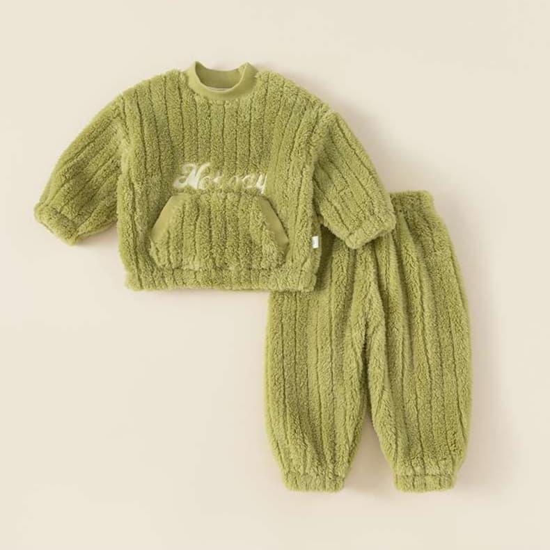 子どもパジャマ もこもこキッズモコモコルームウェア上下セット