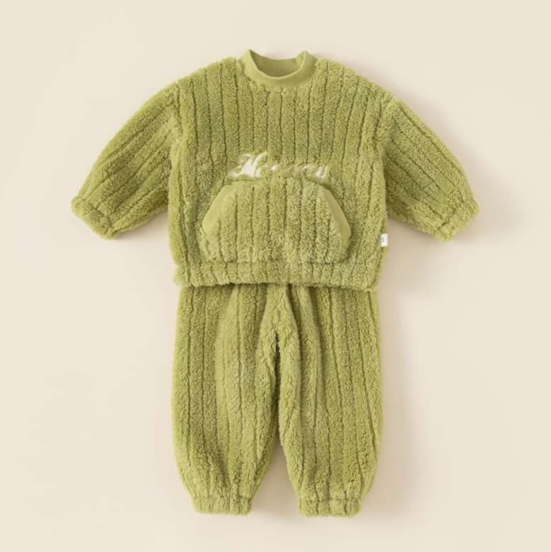 子どもパジャマ もこもこキッズモコモコルームウェア上下セット