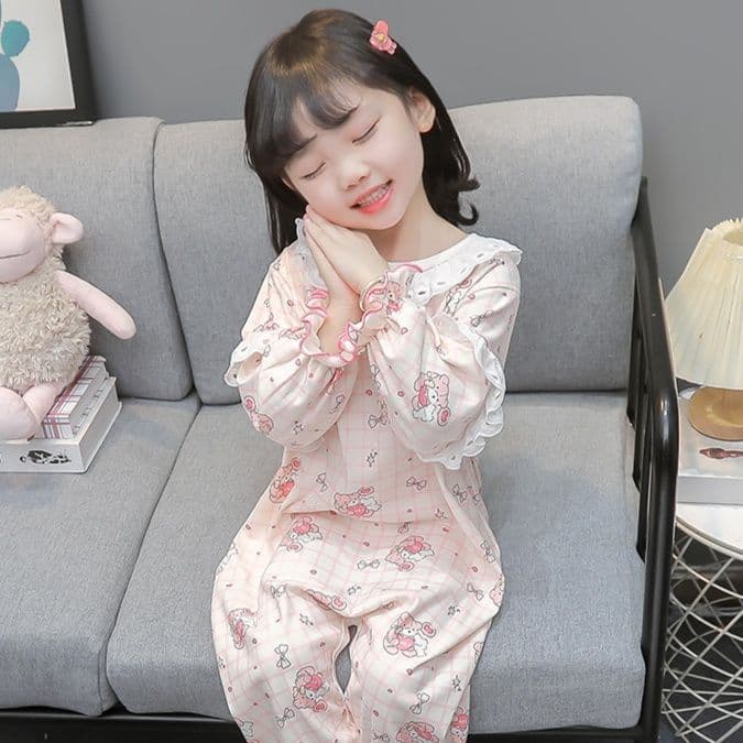 子どもパジャマ 子どもパジャマ ふんわりレース付きおやすみワンピース