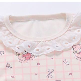 子どもパジャマ 子どもパジャマ ふんわりレース付きおやすみワンピース
