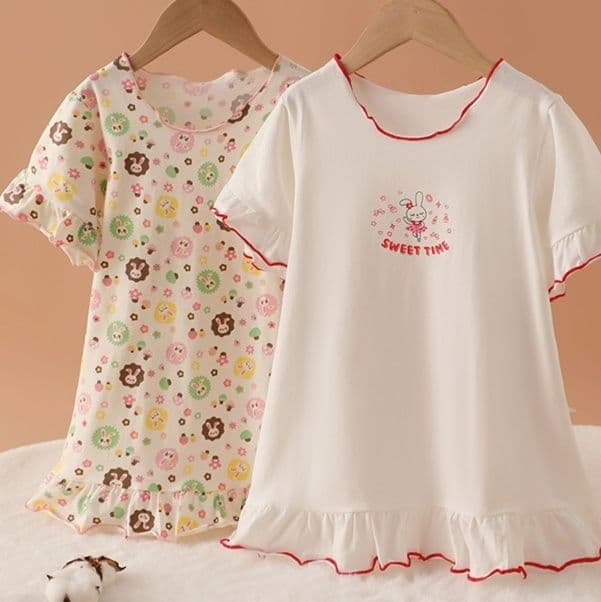 子どもパジャマ 子どもパジャマ 花柄フリルワンピースパジャマ