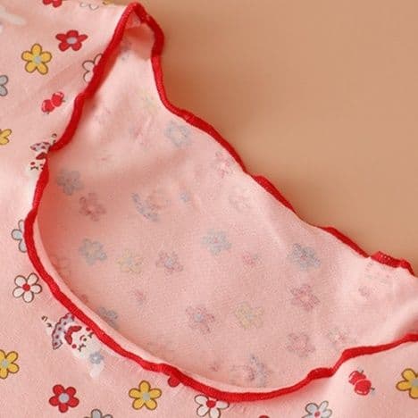 子どもパジャマ 子どもパジャマ 花柄フリルワンピースパジャマ