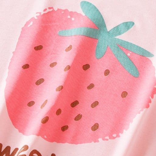 子どもパジャマ 子どもパジャマ いちごモチーフ フリル袖パジャマワンピース