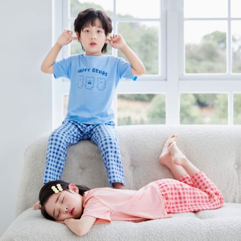 子どもパジャマ くまさんプリント半袖夏上下セット
