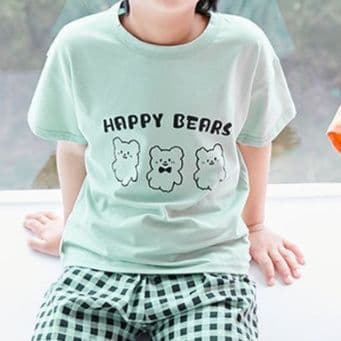 子どもパジャマ くまさんプリント半袖夏上下セット