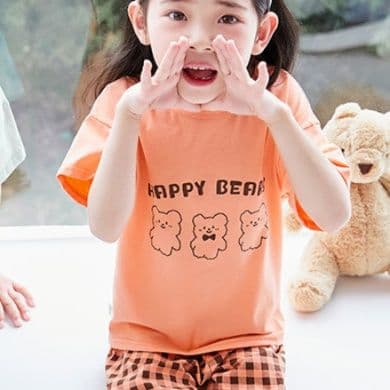 子どもパジャマ くまさんプリント半袖夏上下セット