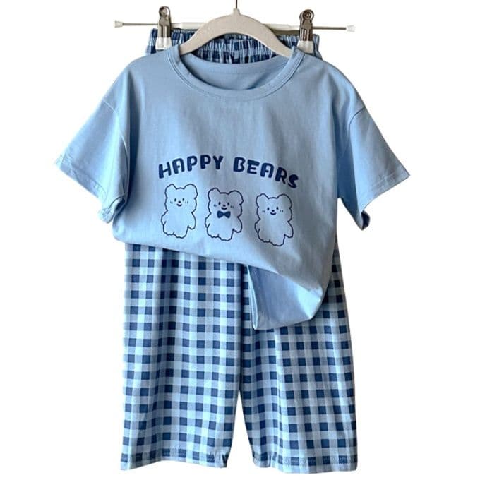 子どもパジャマ くまさんプリント半袖夏上下セット