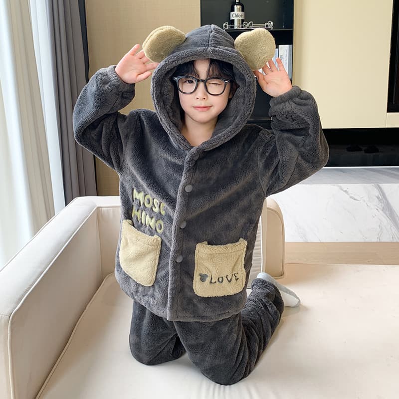 もこもこくまさん上下セット 子どもパジャマ